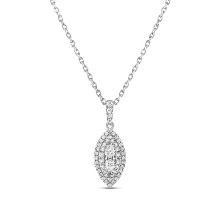 Forever Connected Diamond Necklace 1/2 ct tw Round/Pear 10K White Gold 18