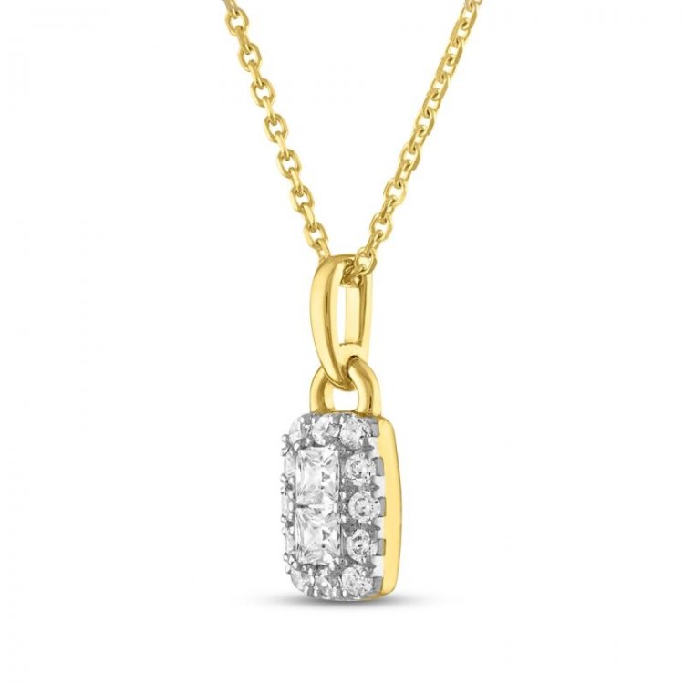 Forever Connected Diamond Necklace 1/3 ct tw Round/Princess 10K Yellow Gold 18