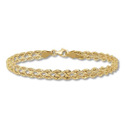 Double Rope Chain Bracelet 10K Yellow Gold 7.5