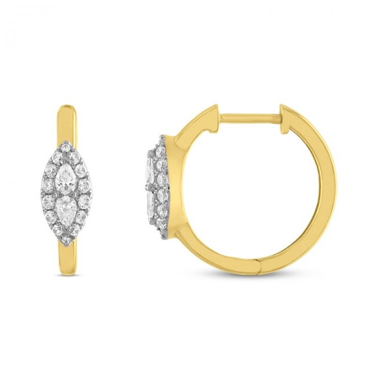 Forever Connected Diamond Hoop Earrings 3/8 ct tw Pear/Round 10K Yellow Gold