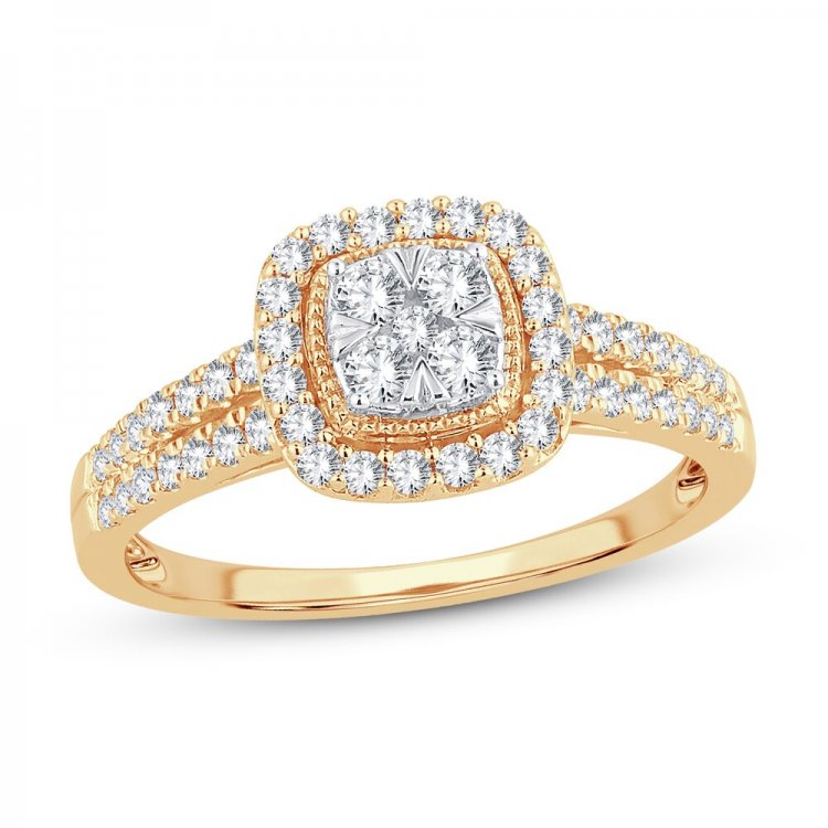 Multi-Diamond Engagement Ring 1/2 ct tw Round-cut 10K Yellow Gold