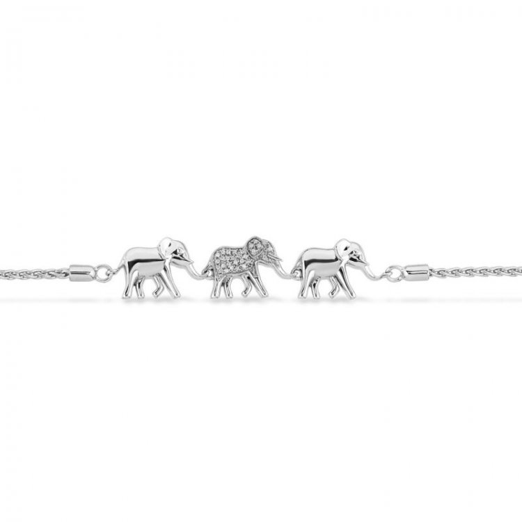 Disney Treasures Lion King Elephant Bolo Bracelet 1/20 ct tw Diamonds Sterling Silver