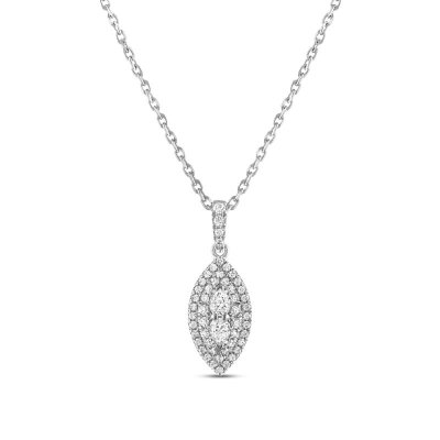 Forever Connected Diamond Necklace 1/2 ct tw Round/Pear 10K White Gold 18