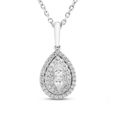 Forever Connected Diamond Necklace 1/5 ct tw Round/Pear Sterling Silver 18