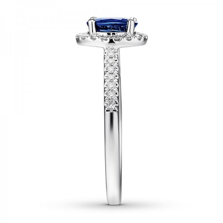 Sapphire Engagement Ring 1/4 ct tw Diamonds 14K White Gold