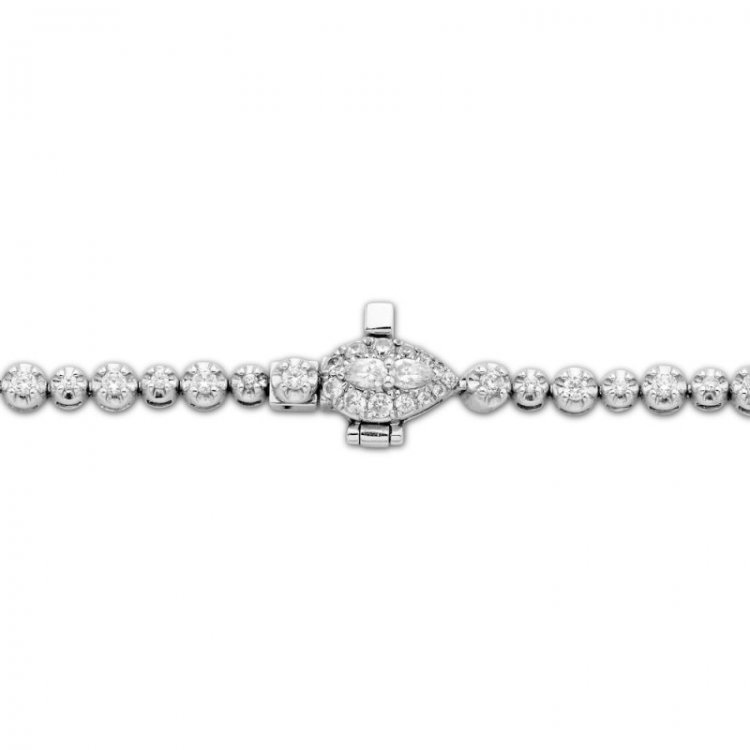 Forever Connected Diamond Bracelet 1 ct tw Round/Pear 10K White Gold