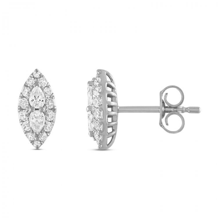 Forever Connected Diamond Earrings 3/8 ct tw Pear/Round 10K White Gold