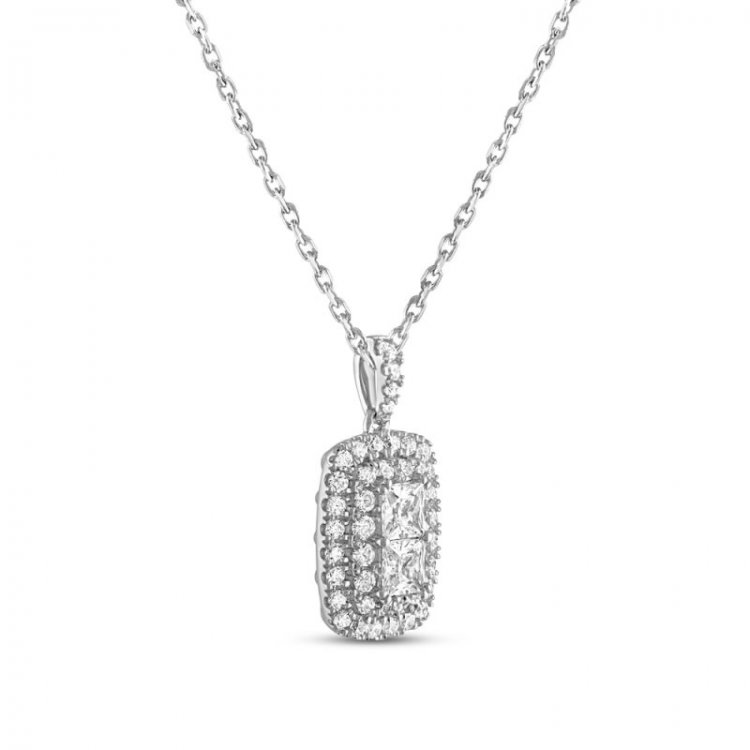 Forever Connected Diamond Necklace 1 ct tw Round/Princess 10K White Gold 18