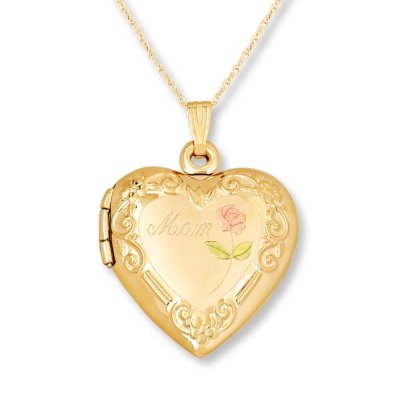 "Mom" Heart Locket 14K Yellow Gold