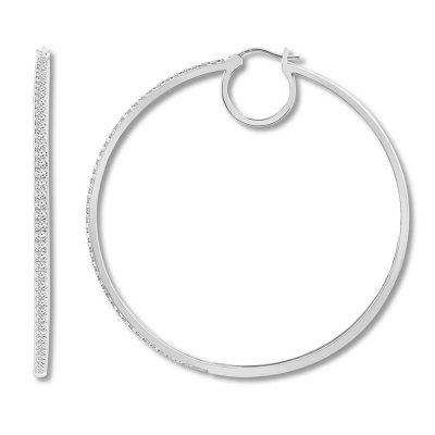 Diamond Hoop Earrings 1/10 ct tw Round-cut Sterling Silver