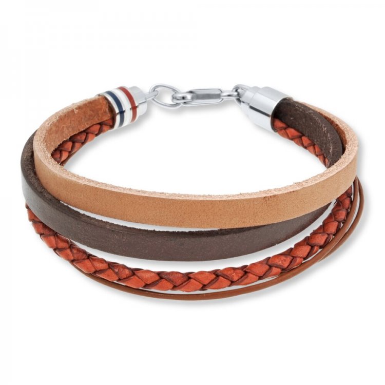 Men's Bracelet Stainless Steel  Multi-Colored Leather