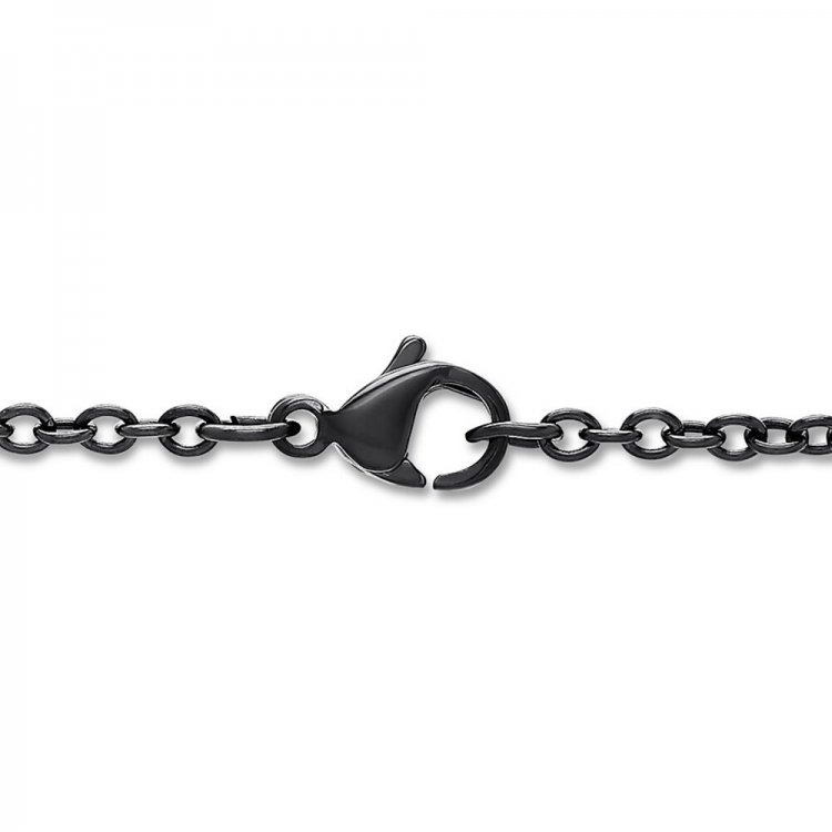 Cable Chain Necklace Black Ion-Plated Stainless Steel 30