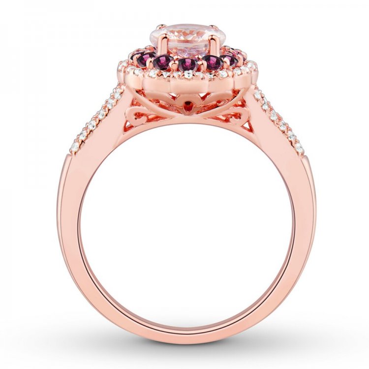 Morganite Engagement Ring 1/4 ct tw Diamonds 14K Rose Gold