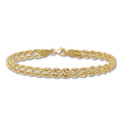 Double Rope Chain Bracelet 10K Yellow Gold 7.5"