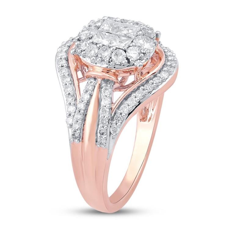 Diamond Ring 1 ct tw Round/Princess 10K Rose Gold