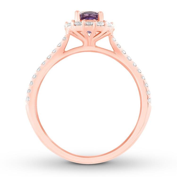 Tanzanite Engagement Ring 3/8 ct tw Diamonds 14K Rose Gold