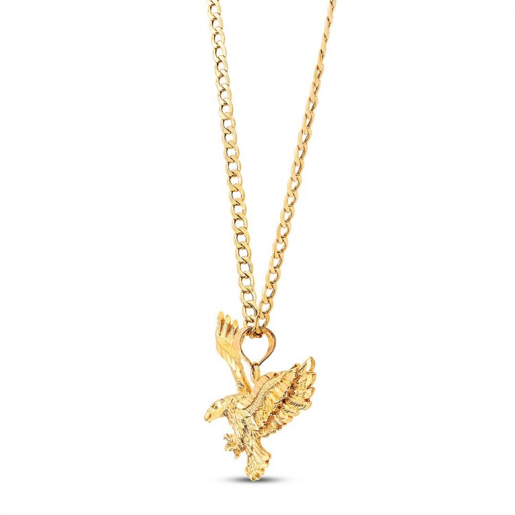 Mens Eagle Necklace 10K Yellow Gold 22