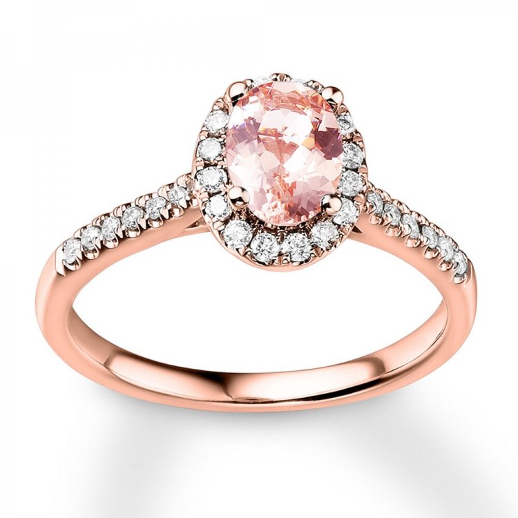 Morganite Engagement Ring 1/4 ct tw Diamonds 14K Rose Gold