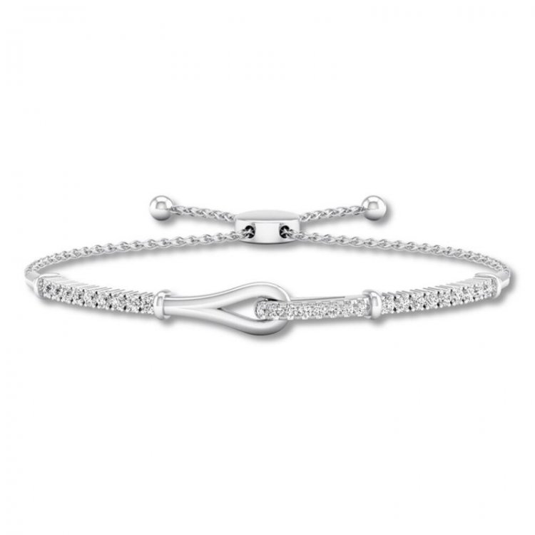 Love + Be Loved Diamond Bolo Bracelet 1 ct tw 14K White Gold