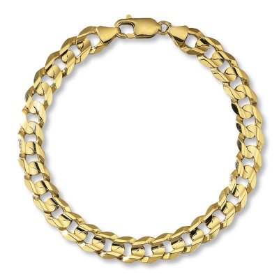 Mens Curb Link Bracelet 10K Yellow Gold  9 Length