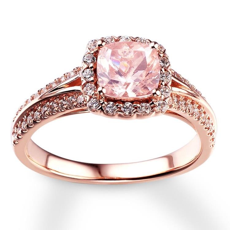 Morganite Engagement Ring 3/8 ct tw Diamonds 14K Rose Gold