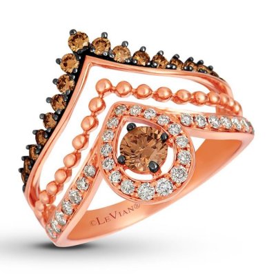 Le Vian Chocolate Diamond Ring 7/8 ct tw 14K Strawberry Gold