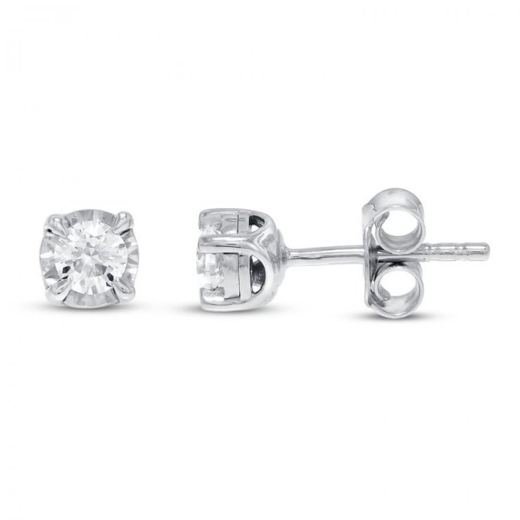 Radiant Reflections 1 ct tw Diamonds Round-cut 10K White Gold Solitaire Earrings