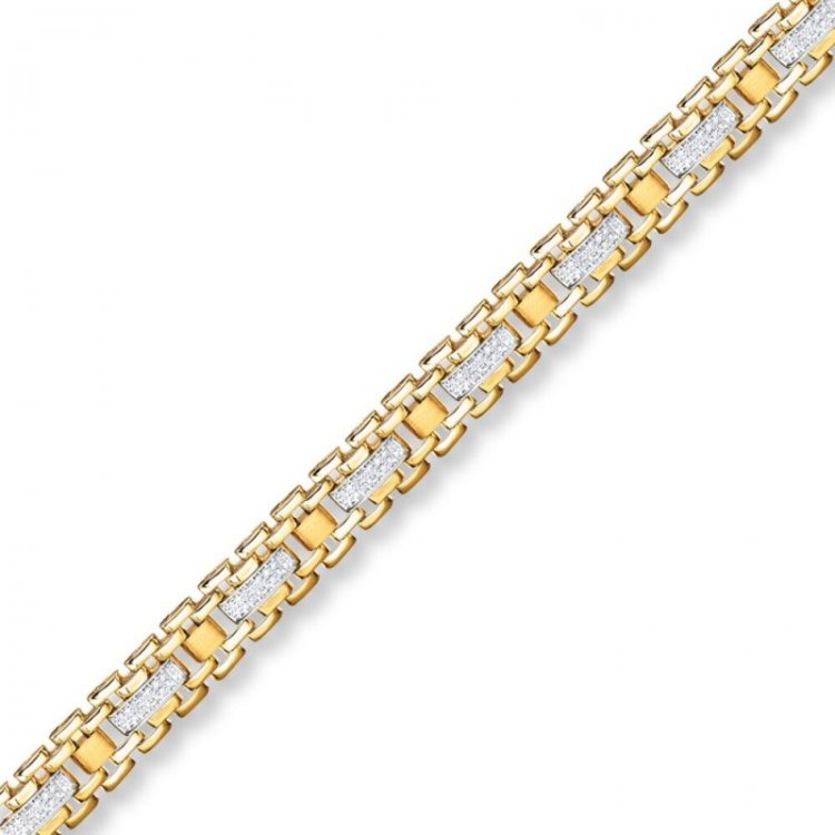 Mens Bracelet 3/4 ct tw Diamonds 10K Yellow Gold