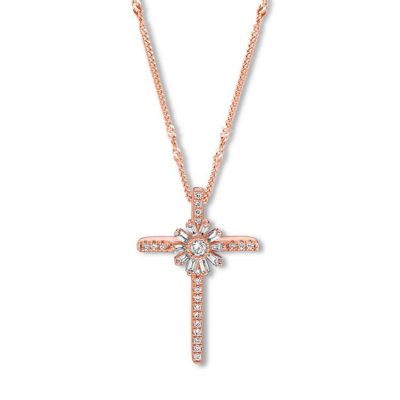 Emmy London Diamond Cross Necklace 1/5 ct tw 10K Rose Gold