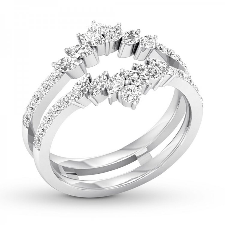 Diamond Enhancer Ring 3/4 ct tw Marquise/Round 14K White Gold