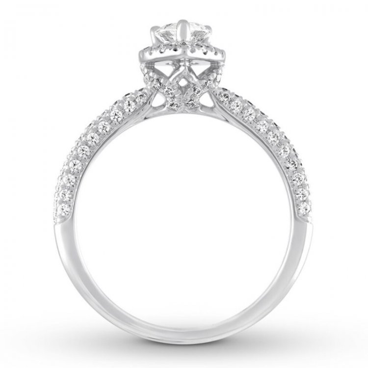 Diamond Engagement Ring 1 ct tw Pear/Round 14K White Gold