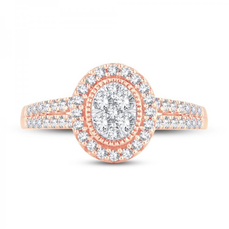 Multi-Diamond Engagement Ring 1/2 ct tw Round-cut 10K Rose Gold