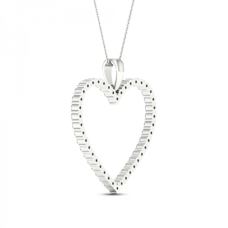 Diamond Heart Necklace 1/2 ct tw Round-cut 10K White Gold 18