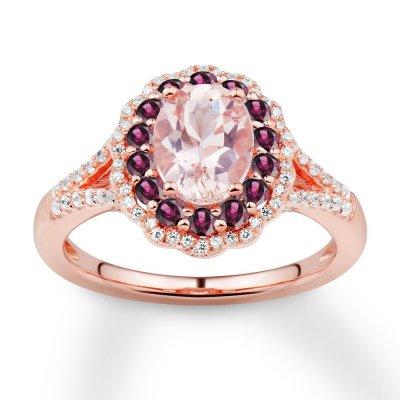 Morganite Engagement Ring 1/4 ct tw Diamonds 14K Rose Gold