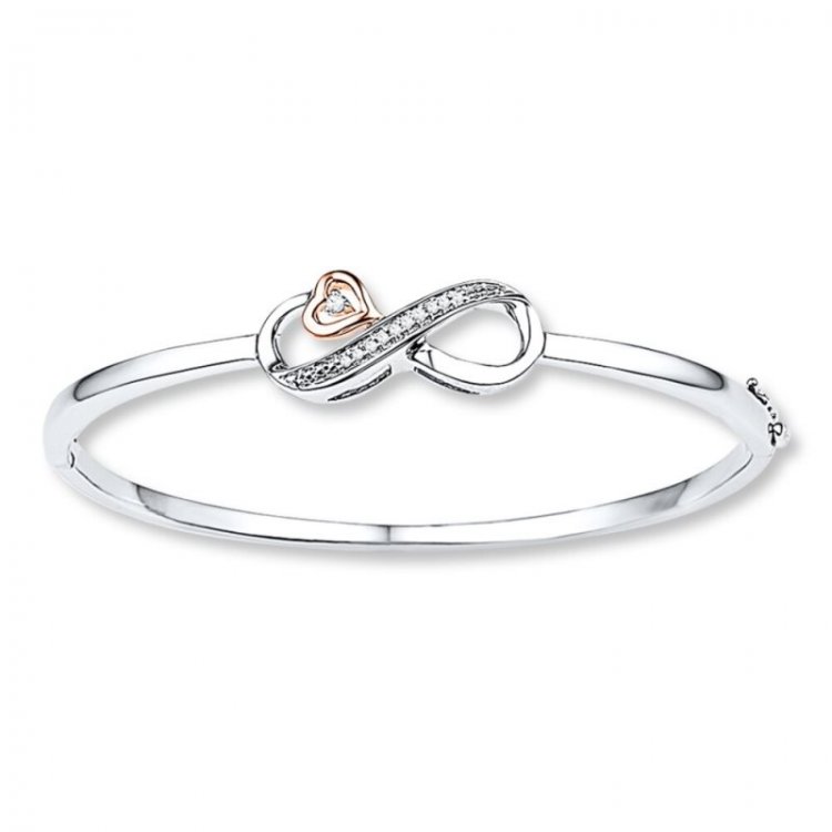 Infinity Bracelet 1/15 ct tw Diamonds  Sterling Silver/10K Gold