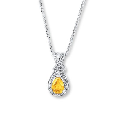 Citrine Necklace Diamond Accent Sterling Silver