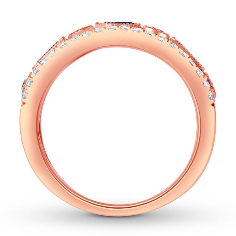 Sapphire Anniversary Band 1/2 ct tw Diamonds 14K Rose Gold