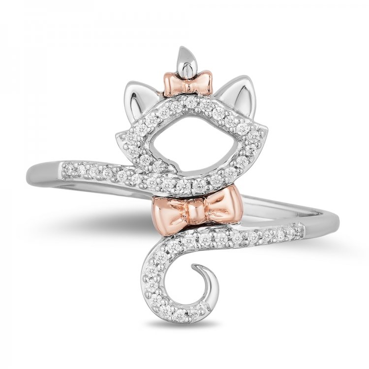 Disney Treasures Aristocats Diamond Ring 1/10 ct tw Sterling Silver/10K Rose Gold