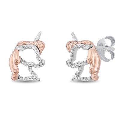 Disney Treasures Fantasia Diamond Earrings 1/10 ct tw Sterling Silver/10K Rose Gold