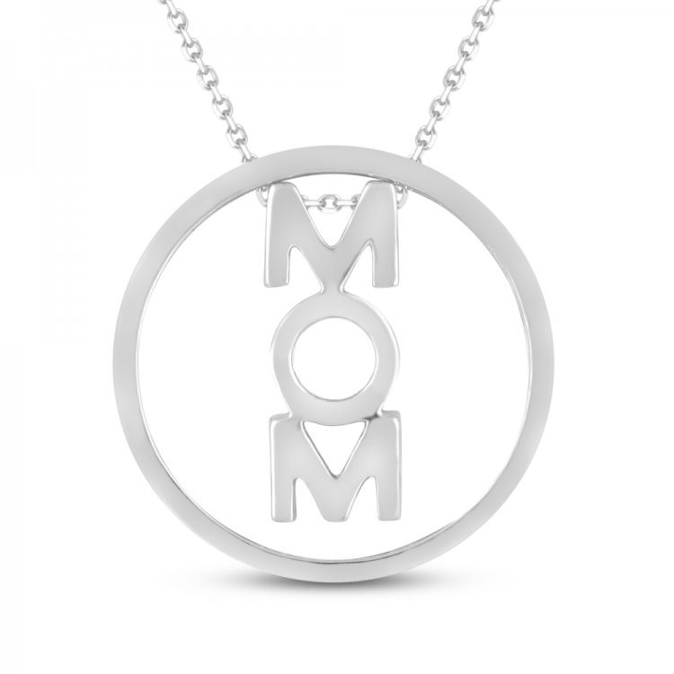 Diamond Mom Necklace 1/4 ct tw Round-cut 10K White Gold 18