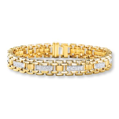 Mens Bracelet 3/4 ct tw Diamonds 10K Yellow Gold