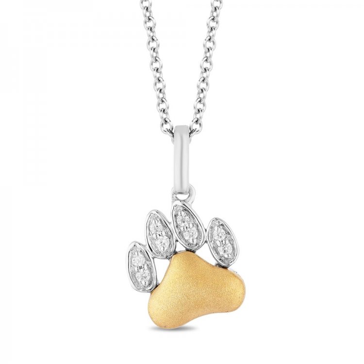 Disney Treasures Lion King Diamond Paw Necklace 1/20 ct tw 10K Yellow Gold/Sterling Silver 17