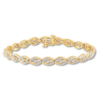 Diamond Bracelet 1/4 ct tw Round-cut 10K Yellow Gold 7