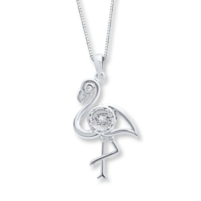 Unstoppable Love 1/20 ct tw Necklace Sterling Silver Flamingo