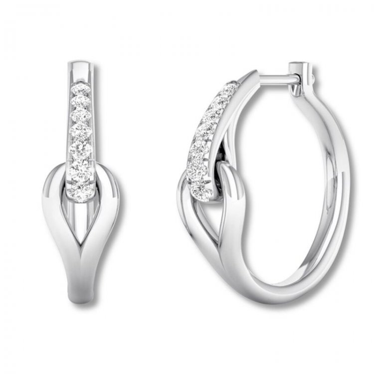 Love + Be Loved Diamond Hoop Earrings 1/6 ct tw Sterling Silver