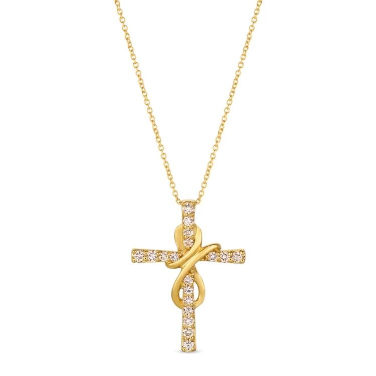 Le Vian Diamond Cross Necklace 1/2 ct tw 14K Honey Gold 18