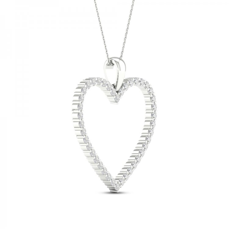 Diamond Heart Necklace 1/2 ct tw Round-cut 10K White Gold 18