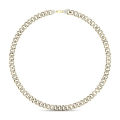 Mens Cuban Curb Chain Necklace 6 ct tw Diamonds 10K Yellow Gold 22