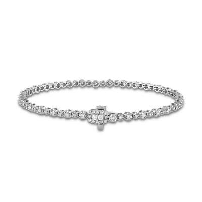 Forever Connected Diamond Bracelet 1 ct tw Round-Cut 10K White Gold 7.25