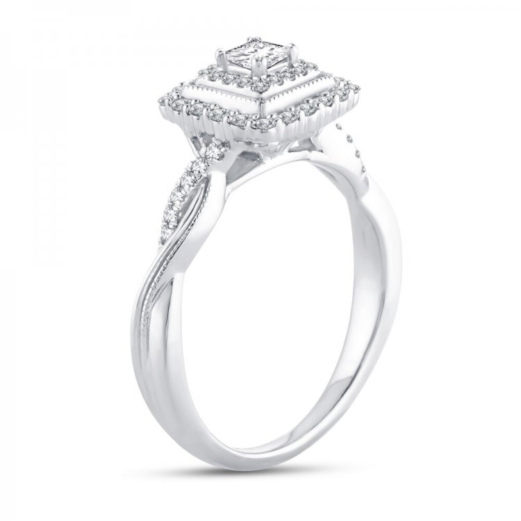 Diamond Engagement Ring 3/8 ct tw Princess/Round 14K White Gold